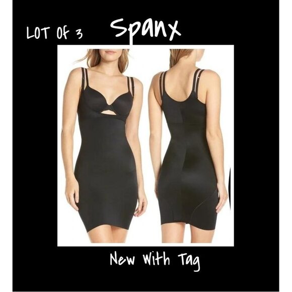 Spanx Full Slip Smartgrip Open-Bust Very Black Size XS New with Tags Lot of 3 - Picture 1 of 7